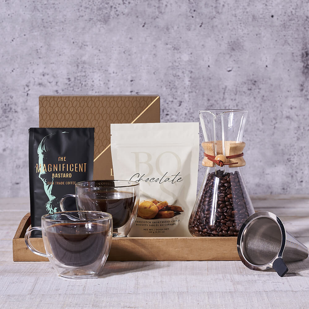 Coffee and Gourmet Gift Basket – how the gift is presented