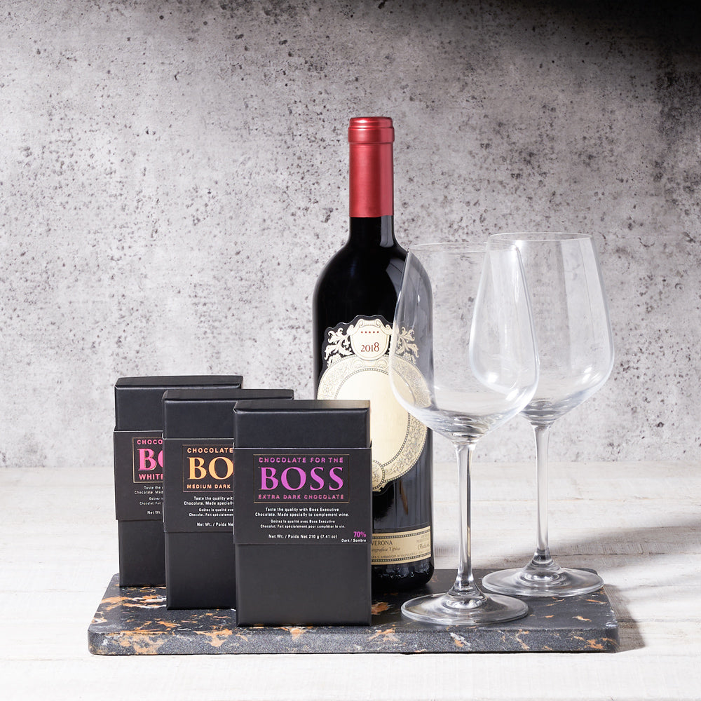 BOSS Deluxe Wine Pairing Chocolate Bars - Trio Gift Set, Wine Gift Baskets, Gourmet Gift Baskets