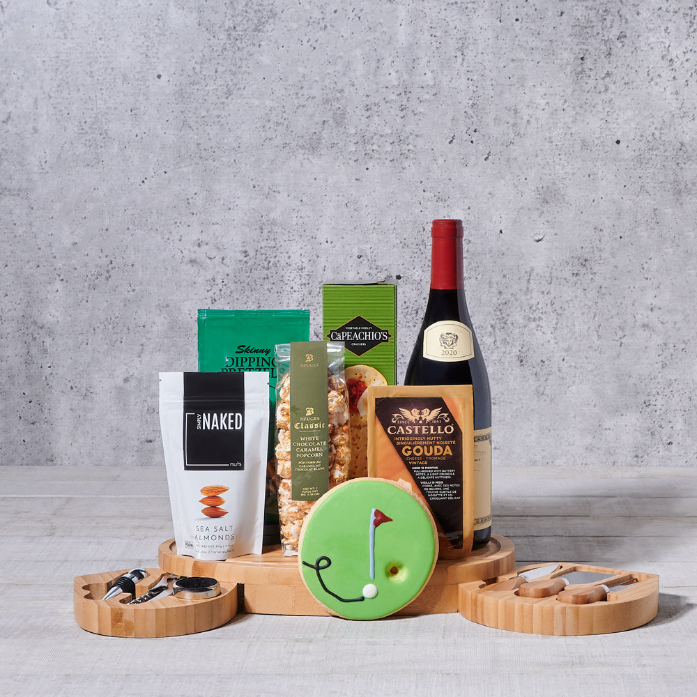 Wine Cheese and Gourmet Gift Basket – how the gift is presented