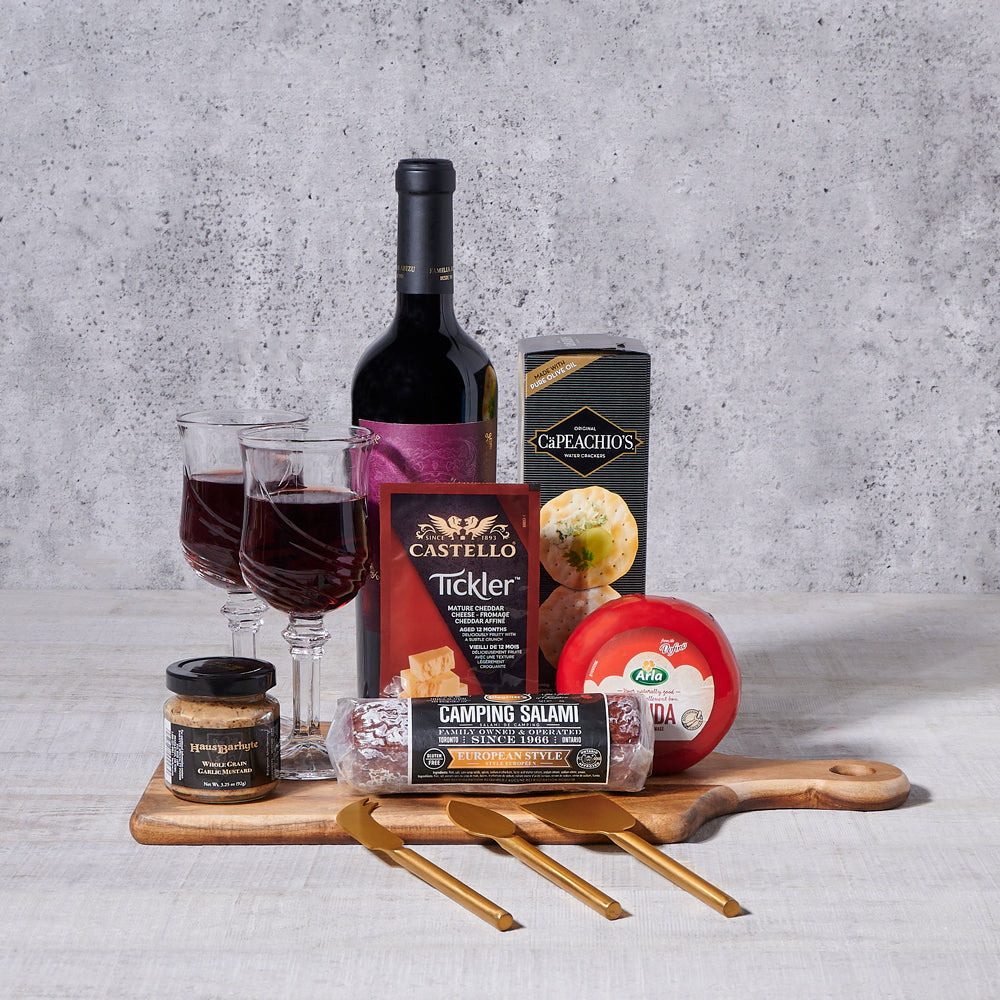 Wine and Cheese Table Gift – how the gift is presented