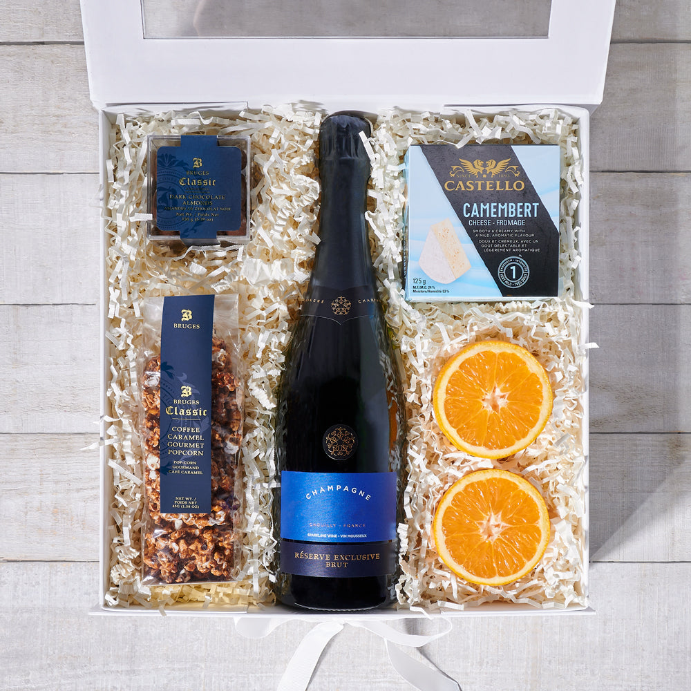 Sparkling Wine and Chocolate Almonds Box – how the gift is presented