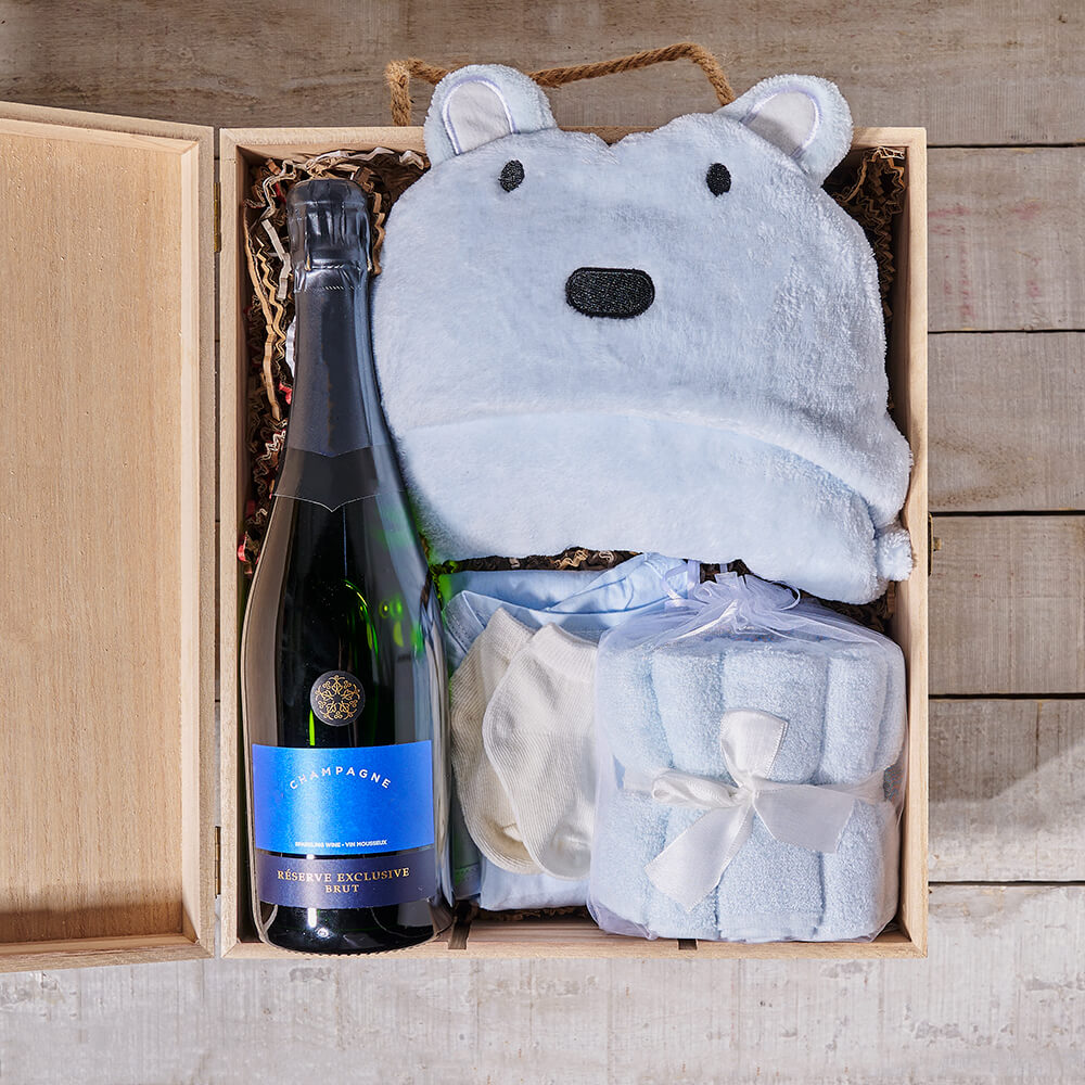 Baby Boy Arrival Sparkling Wine Set – how the gift is presented