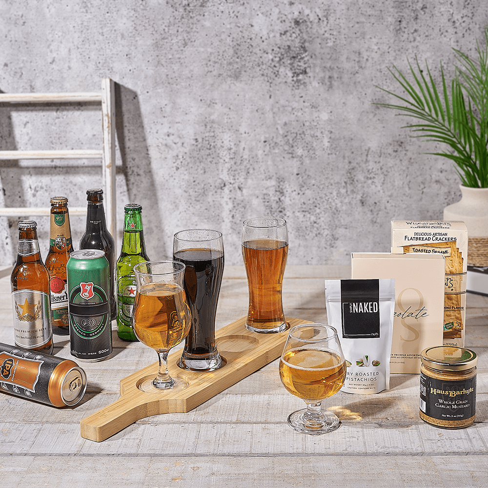 Flight Board Beer Gift Basket – how the gift is presented