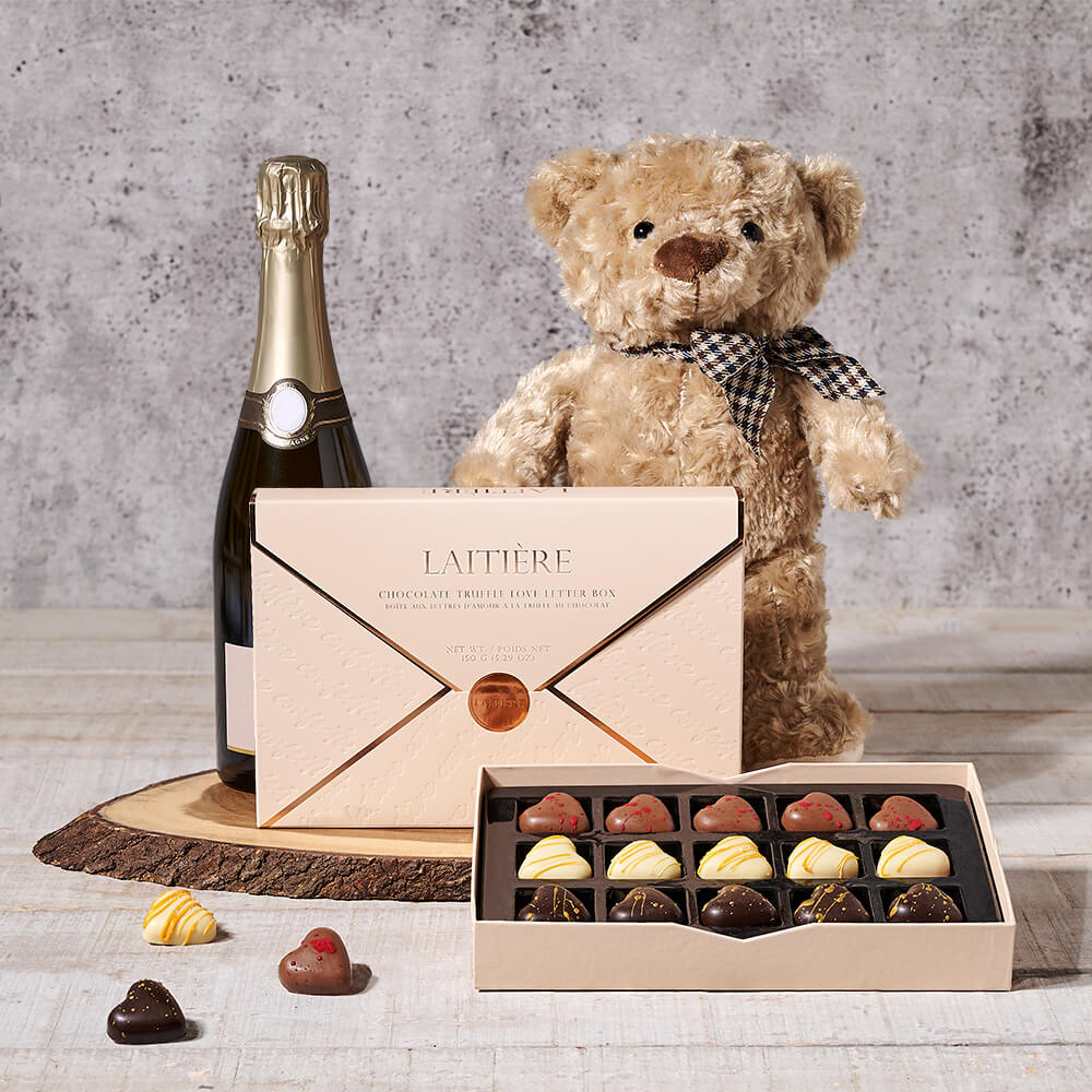 Chocolate Teddy In A Box Delivery Champagne Teddy Gift Board