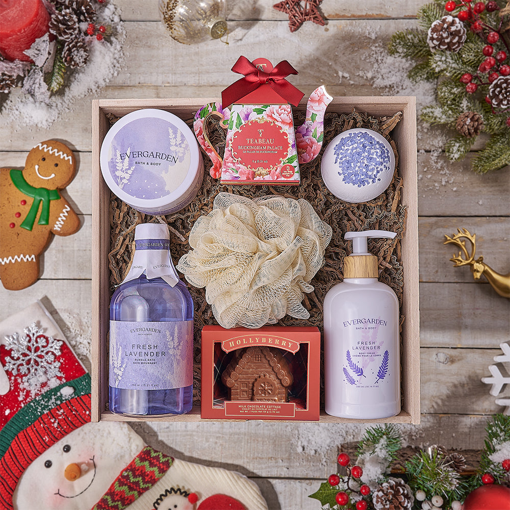 Christmas Bath & Tea Gift Box, tea gift, tea, bath gift, bath, spa gift, spa, christmas gift, christmas