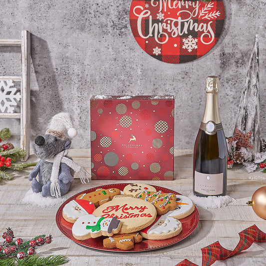 Christmas Cookie & Classic Mouse Set with Champagne, christmas gift, christmas, champagne gift, champagne, sparkling wine gift, sparkling wine, cookie gift, cookie