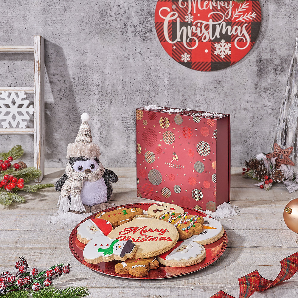 Holiday Cookies and Penguin Gift Box – how the gift is presented