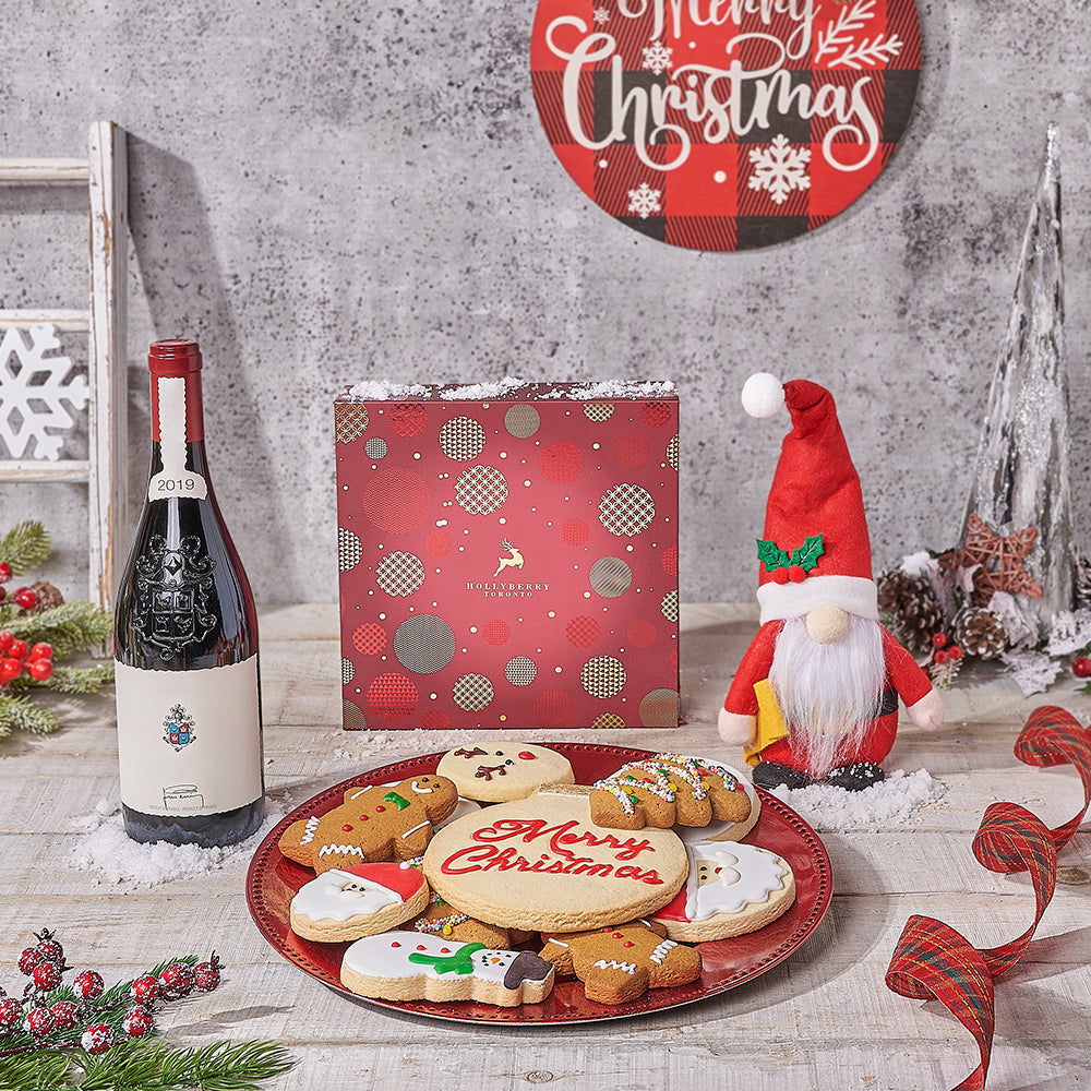Christmas Cookie & Classic Santa Set with Wine, wine gift, wine, cookie gift, cookie, christmas gift, christmas