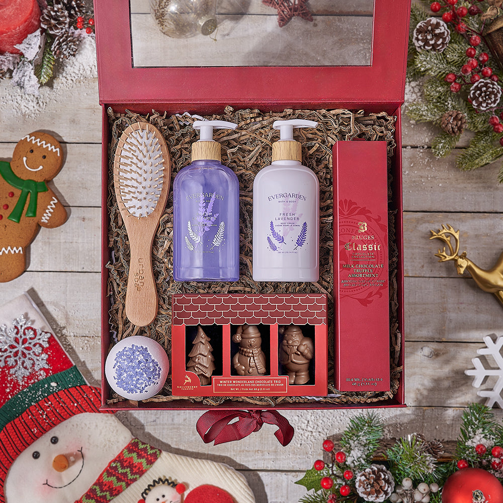 Christmas Lavender Bath Box, christmas gift, christmas, spa gift, spa, bath gift, bath, chocolate gift, chocolate