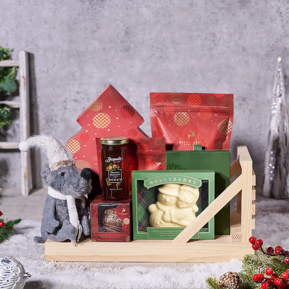 Christmas Sleigh Gift Basket, christmas gift, christmas, holiday gift, holiday, gourmet gift, gourmet USA Delivery