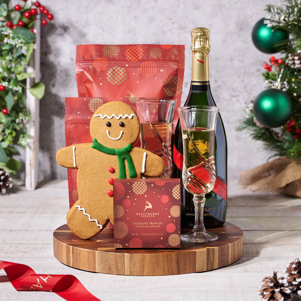 Sparkling Wine Holiday Christmas Basket – how the gift is presented