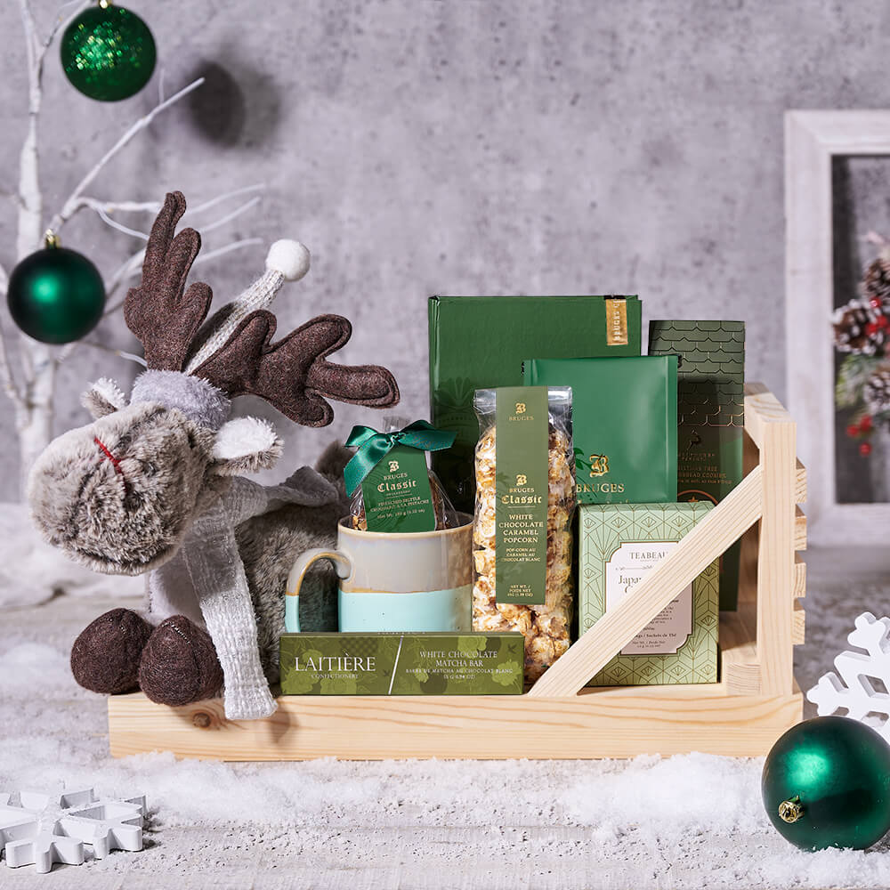 Christmas Tea & Cookies Gift Basket, christmas gift, christmas, holiday gift, holiday, coffee gift, coffee, tea gift