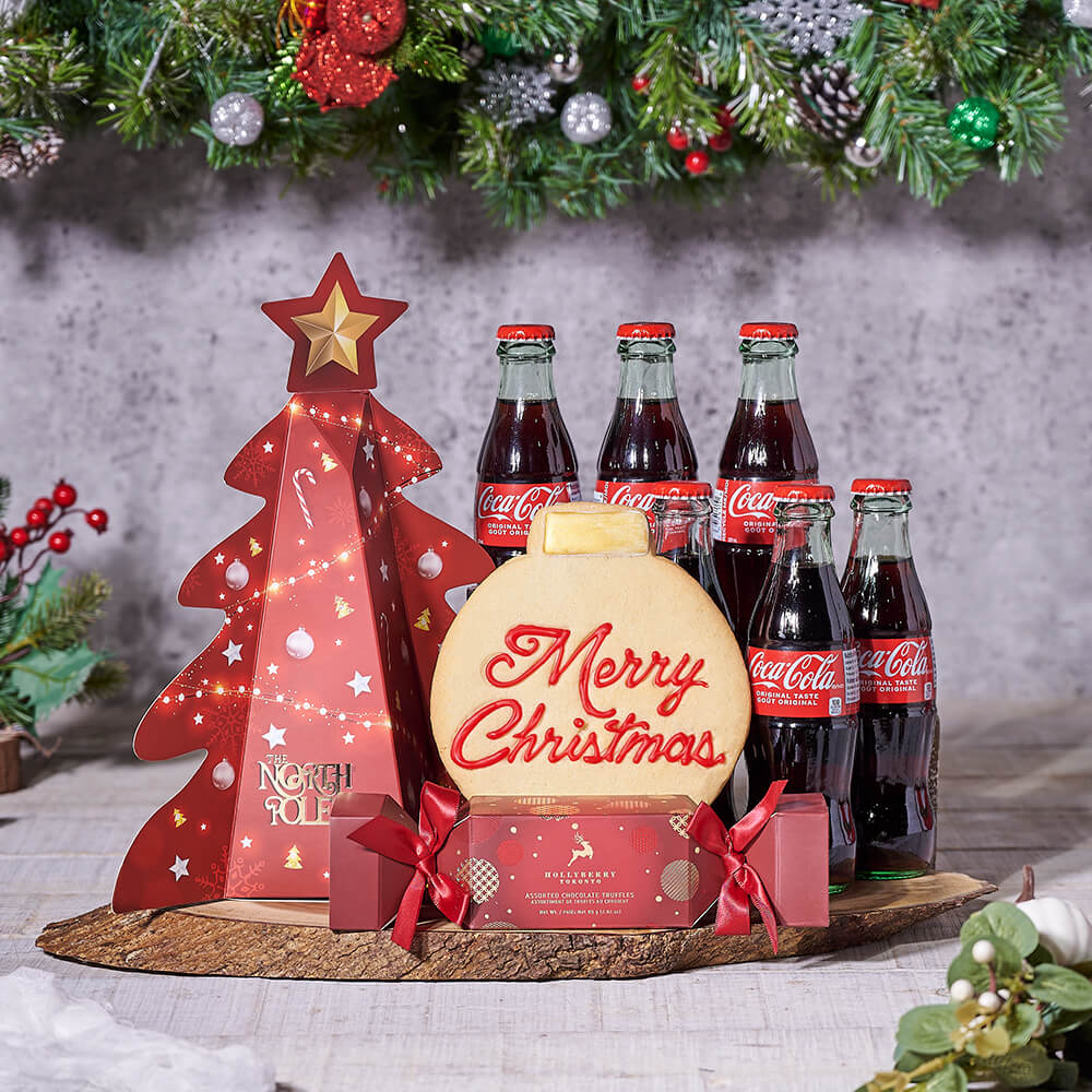 Holiday Basket with Coca-Cola and Truffles – how the gift is presented