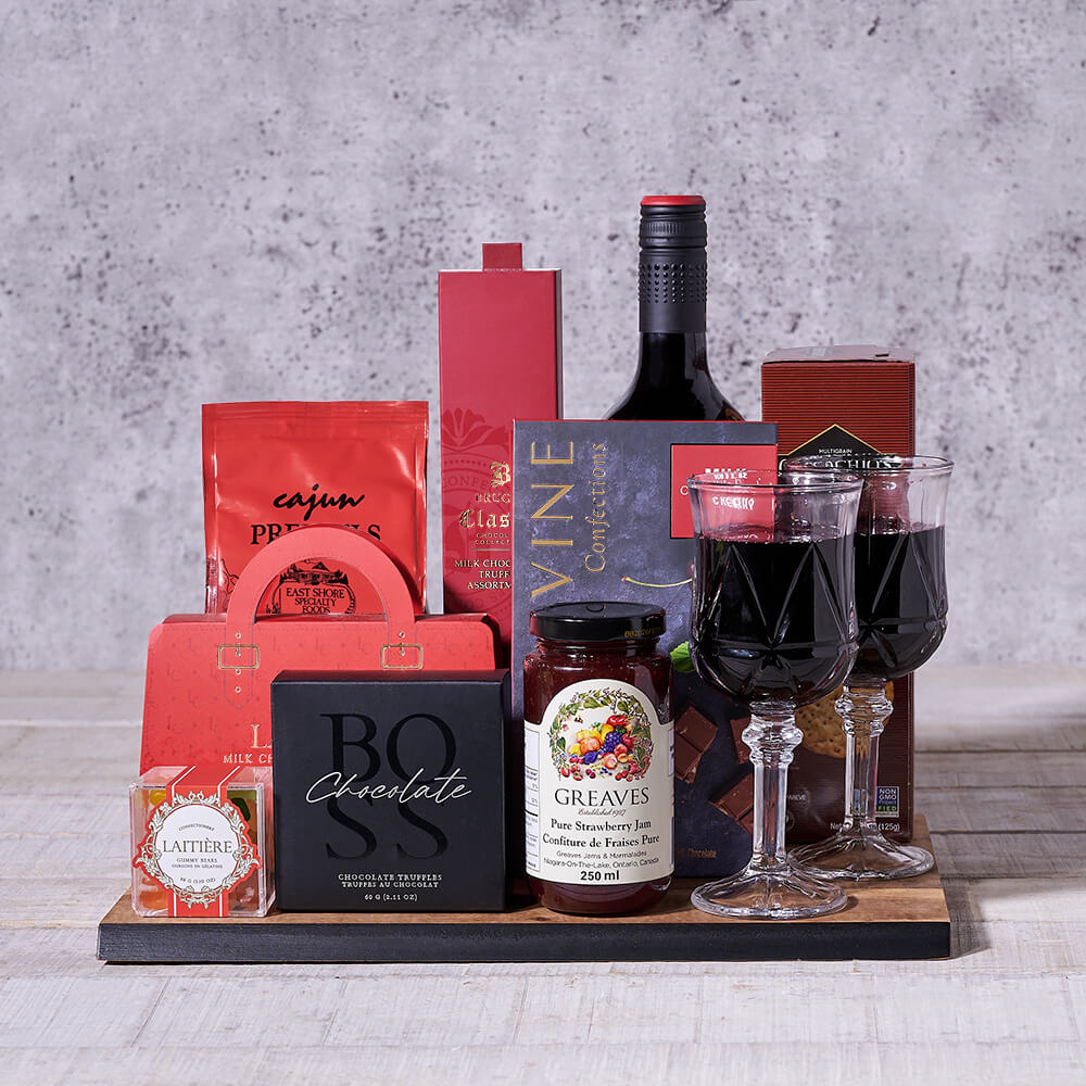 Country Wine & Chocolate Gift Board, wine gift, wine, gourmet gift, gourmet, chocolate gift.