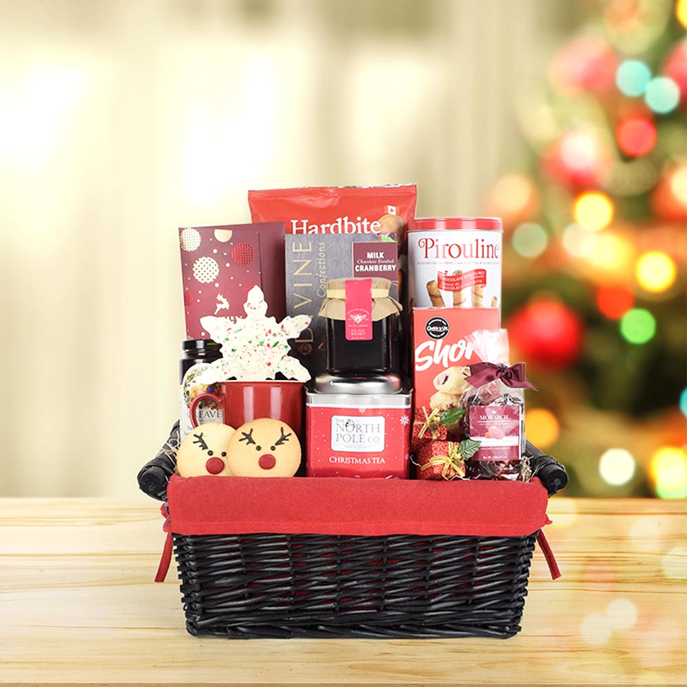 Chocolate and Holiday Treat Basket – how the gift is presented