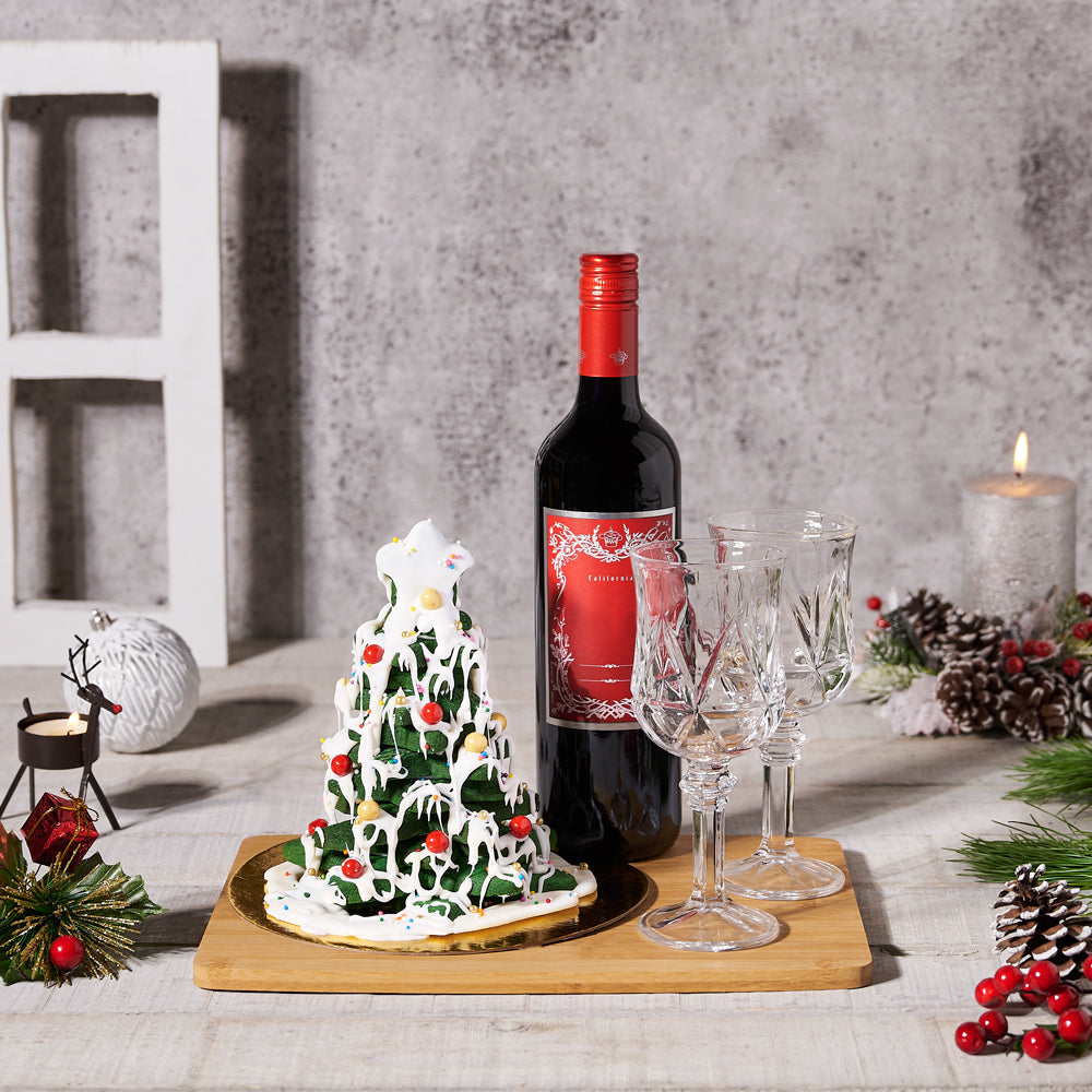 Wine and Christmas Tree Set – how the gift is presented