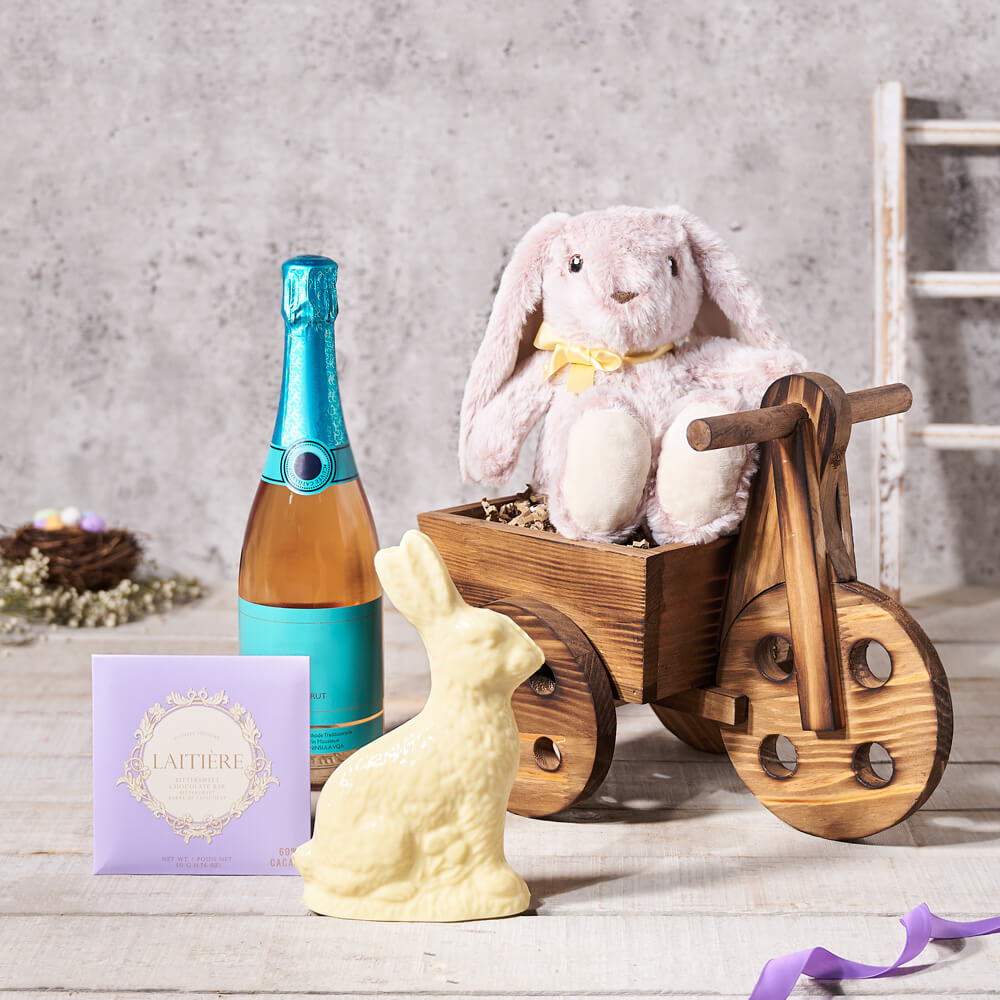 Easter Champagne & Bunny Cart – how the gift is presented