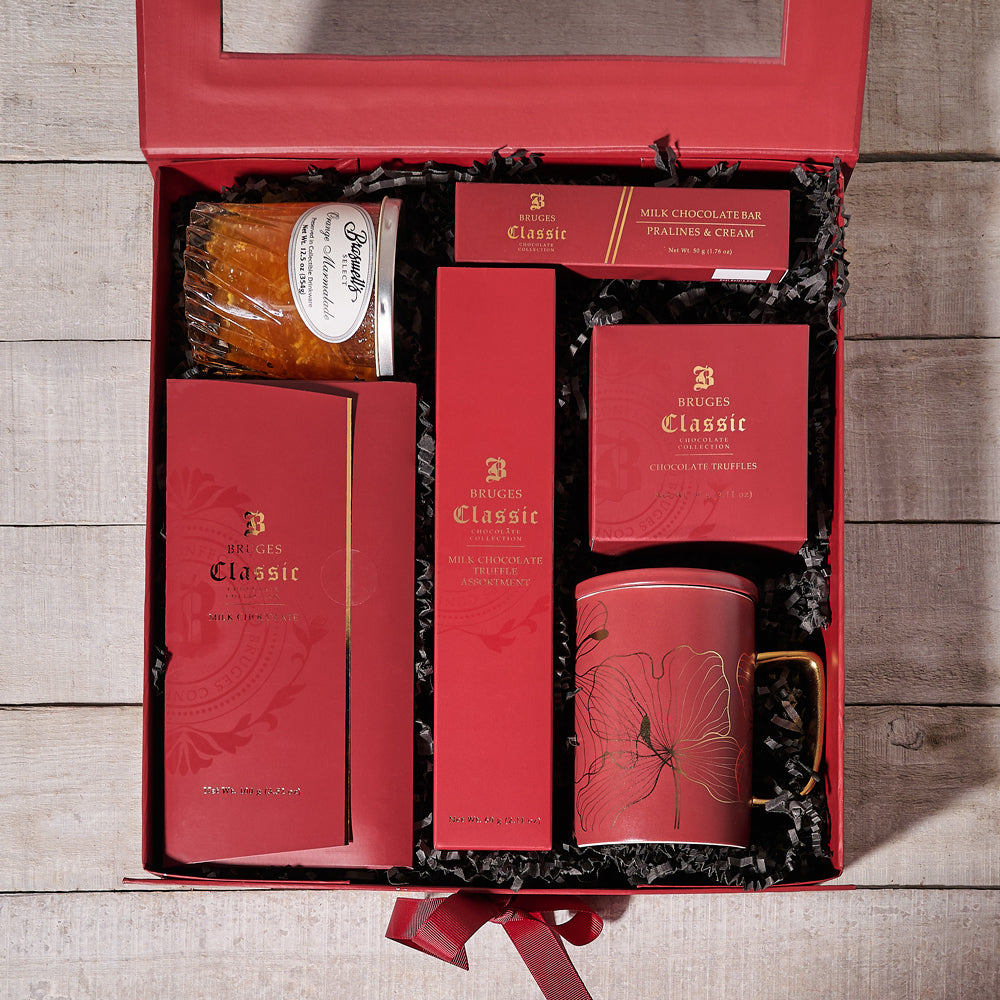 Bruges Chocolate Collection Gift Basket – how the gift is presented