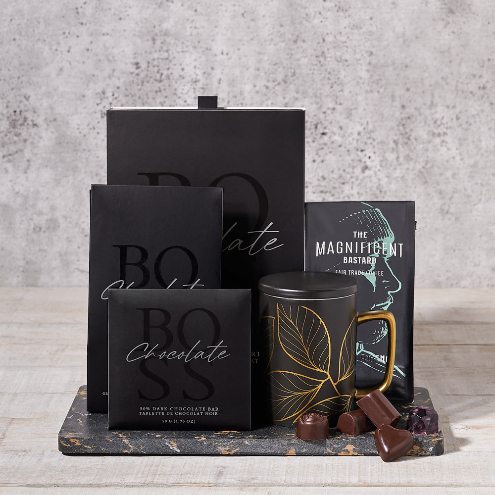 Coffee Chocolate Mug Basket – how the gift is presented