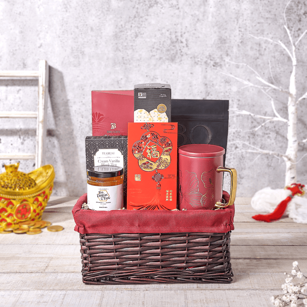Chinese New Year Tea Snack Basket – how the gift is presented