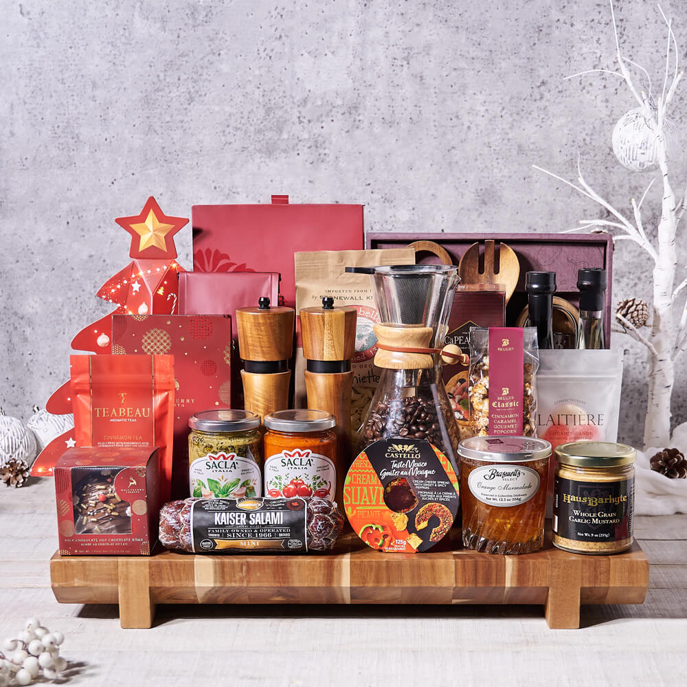 Artisan Holiday Snack Basket – how the gift is presented
