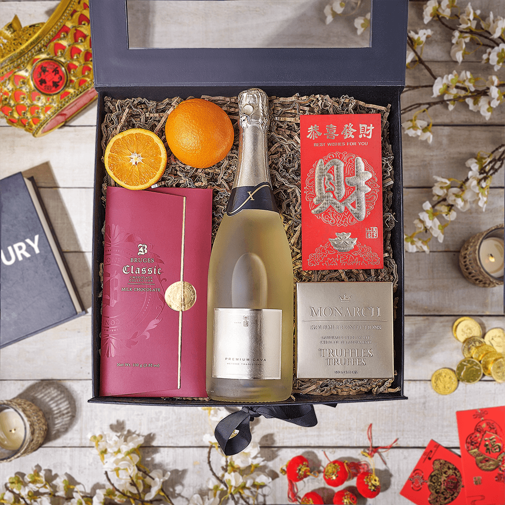 Good Fortune Champagne Gift Box, champagne gift, champagne, sparkling wine gift, sparkling wine, chinese new year gift, chinese new year, lunar new year gift, lunar new year