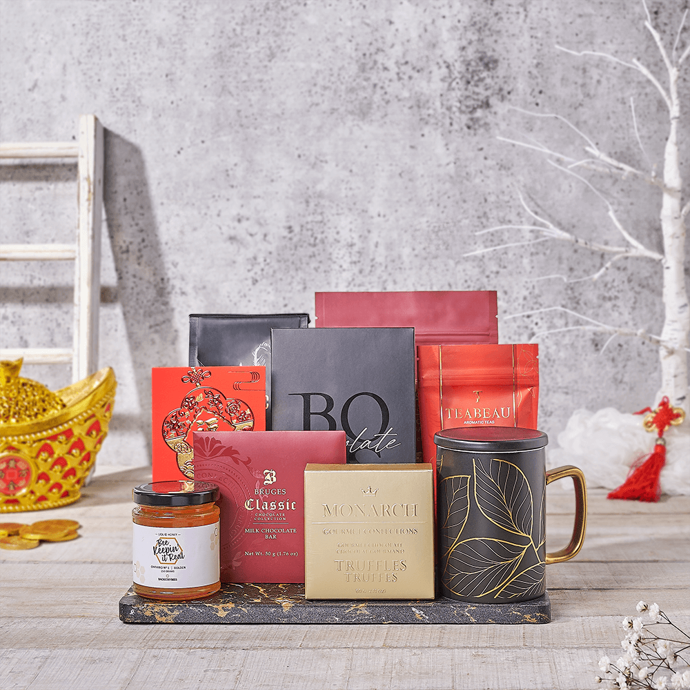 Lunar New Year Chocolate Coffee Basket – how the gift is presented