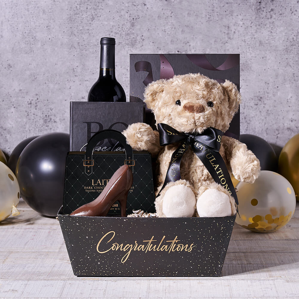 Graduate Wine & Teddy Gift, graduation gift, graduation, wine gift, wine, chocolate gift, chocolate, gourmet gift, gourmet,