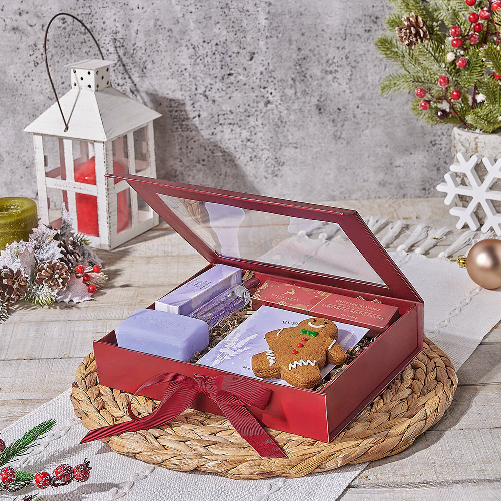 Holiday Lavender Spa Gift Box, christmas gift, christmas, spa gift, spa, chocolate gift, chocolate