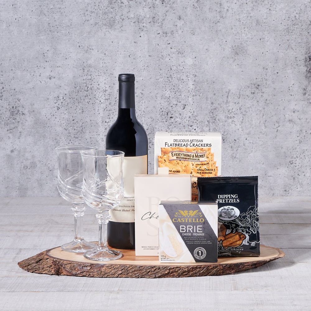 Wine with Brie and Truffles Basket – how the gift is presented