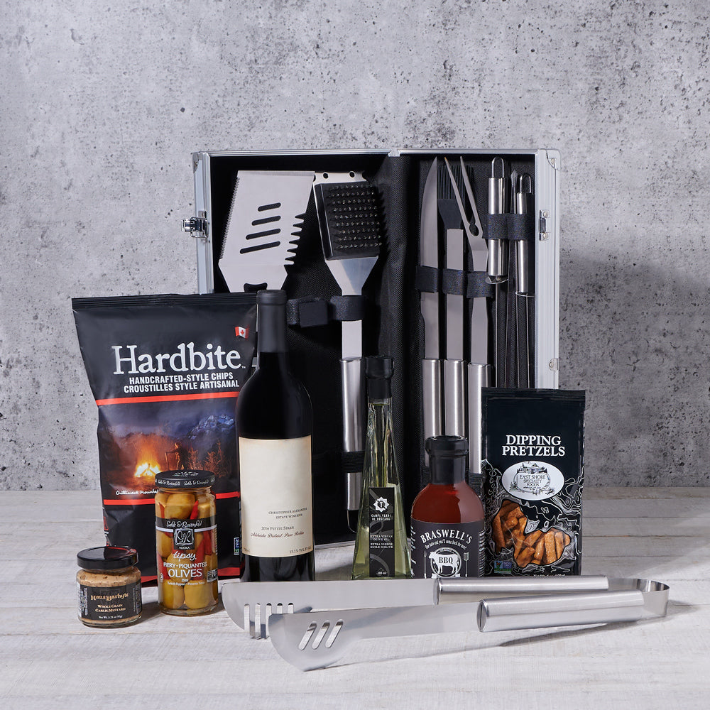 Wine and Barbecue Snack Gift Basket – how the gift is presented