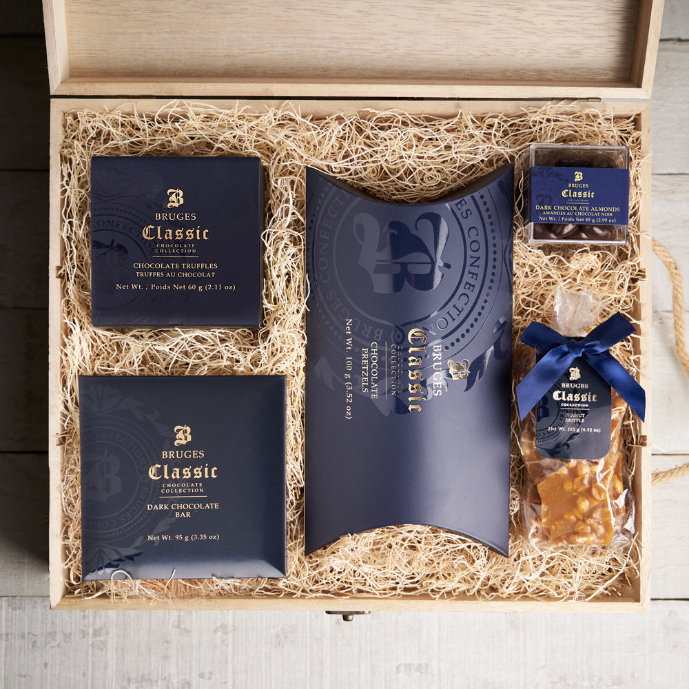 Chocolate Almonds and Truffles Basket – how the gift is presented
