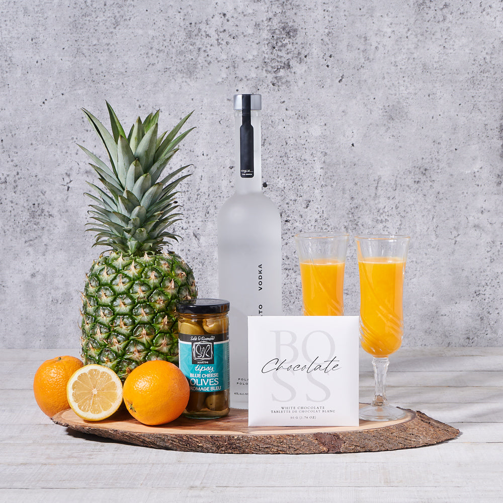 Tropical Fruit & Liquor Gift, liquor gift, liquor, fresh fruit gift, fruit gift basket, summer gift, summer gift basket Hazelton's