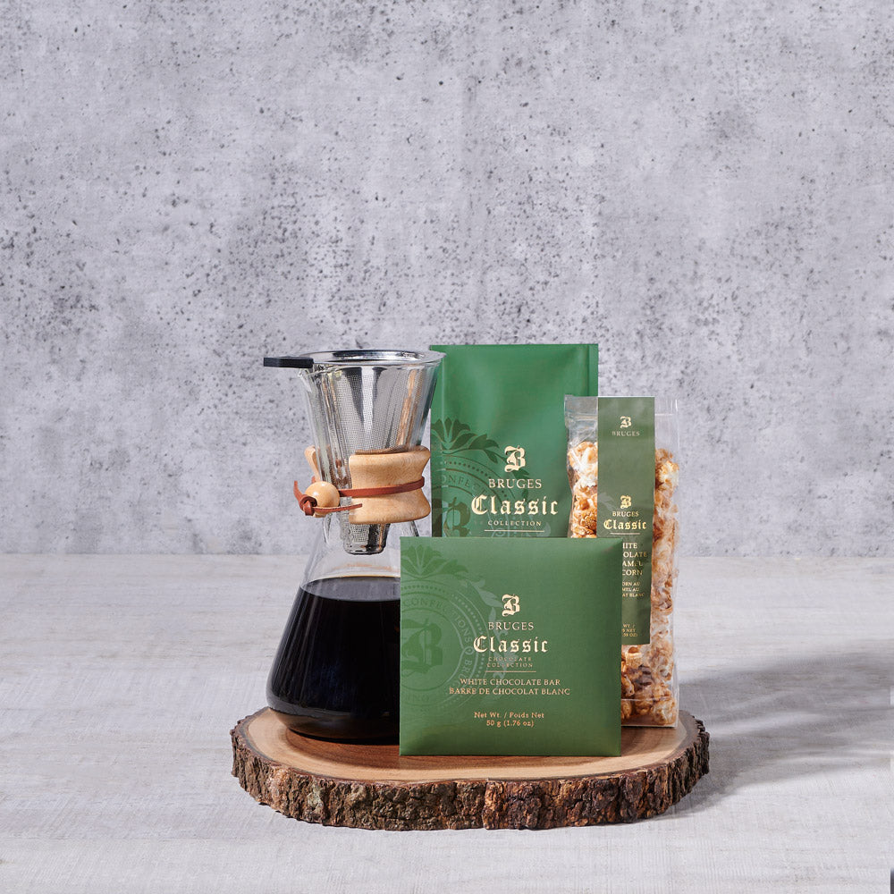 Coffee Gift Basket with White Chocolate – how the gift is presented