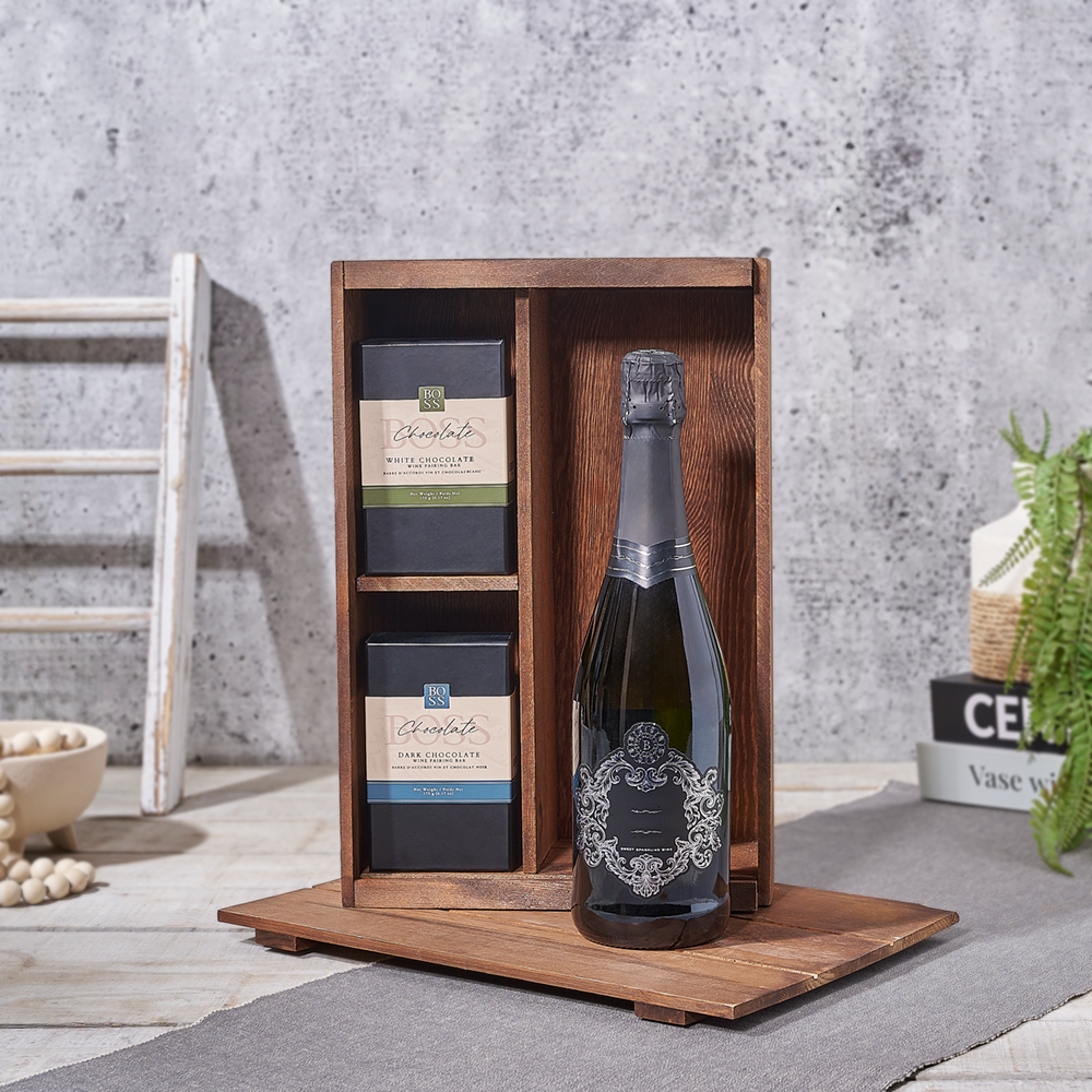 Kosher Champagne & Chocolate Box, champagne gift, champagne, sparkling wine gift, sparkling wine, kosher gift, kosher