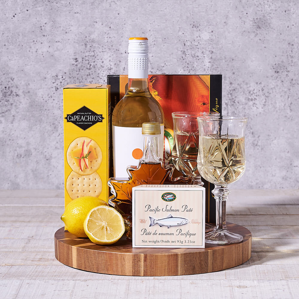 White Wine and Salmon Gift Set – how the gift is presented
