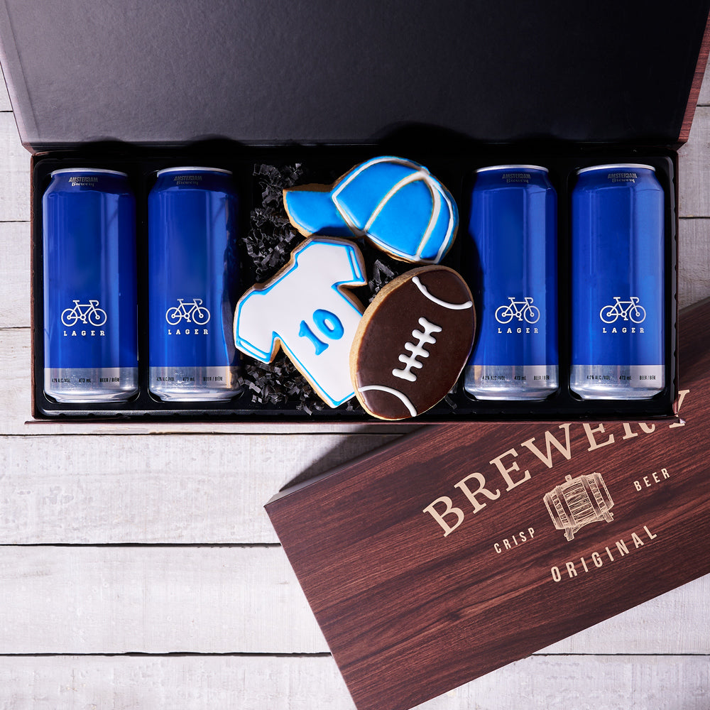 Father's Day Craft Beer & Football Gift, beer gift, craft beer gift, father's day gift, football cookie, sports, sports cookie, father's day