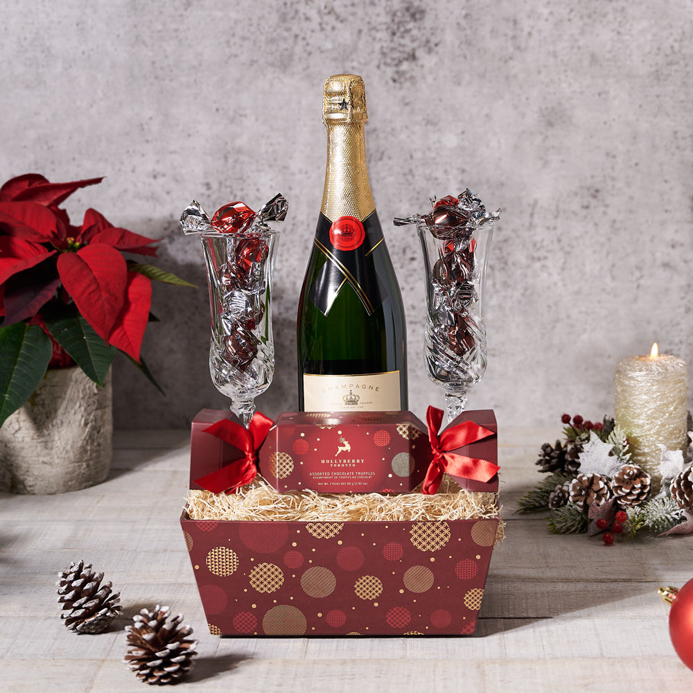 Christmas Truffles Set, Christmas Gift Baskets, Xmas Gift Baskets, Xmas Gifts, Champagne Gift Baskets, Chocolate Gift Baskets, Truffles, Sparkling Wine