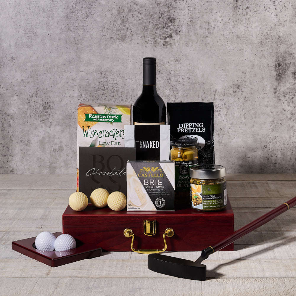 gourmet gifts,  chocolate,  olives,  golf,  wine,  Wine Gift Basket,  gourmet gift basket,  gourmet,  Set 24052-2021, gourmet basket delivery, delivery gourmet basket, wine golf