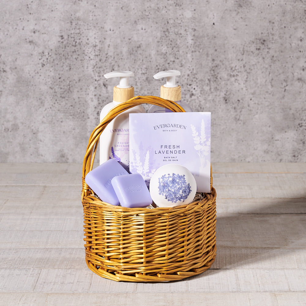 Spa Bath Gift Basket Lavender – how the gift is presented