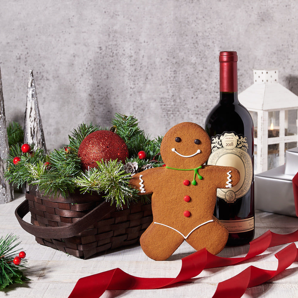 Large Gingerbread and Wine Christmas Gift – how the gift is presented
