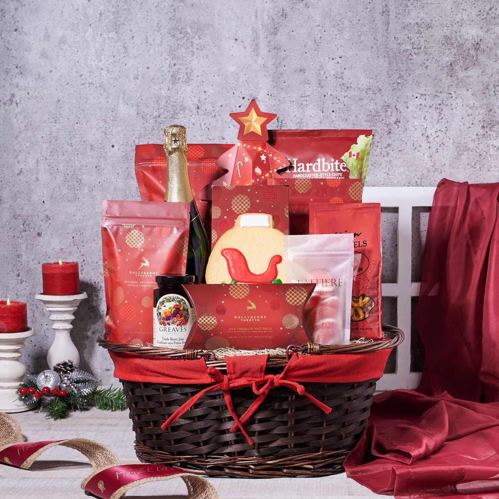 Sparkling Wine Holiday Basket – how the gift is presented