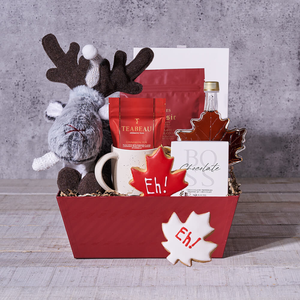 Assorted Chocolates and Cinnamon Tea Basket – how the gift is presented