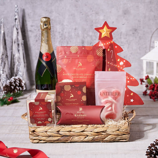 Santa’s Sweet Champagne Celebration, christmas gift, christmas, holiday gift, holiday, champagne gift, champange, sparkling wine gift, sparkling wine, chocolate gift