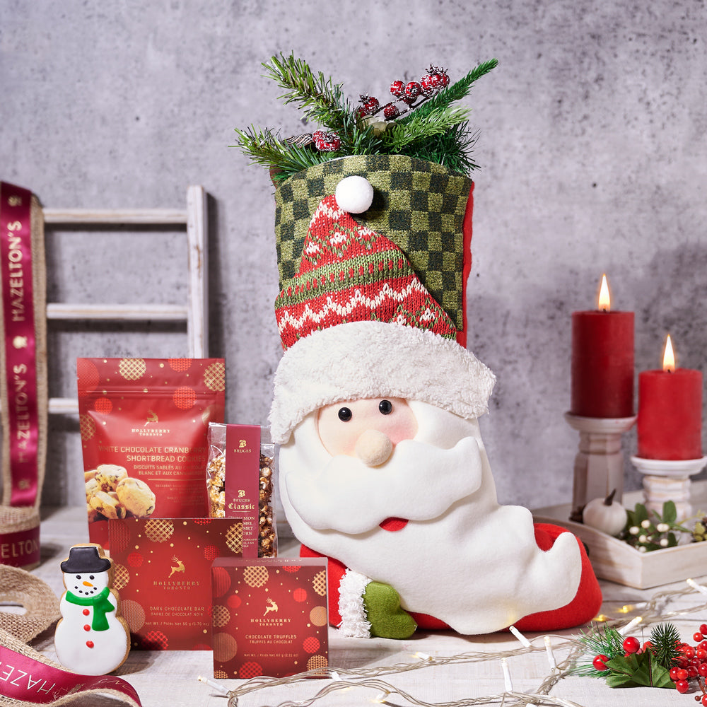 Santa’s Stocking Gift Set, Christmas Gift Baskets, Christmas Stockings, Chocolate Gift Baskets, Gourmet Gift Baskets, Xmas Gifts, christmas gift basket, christmas gift, christmas, gourmet gift, gourmet,