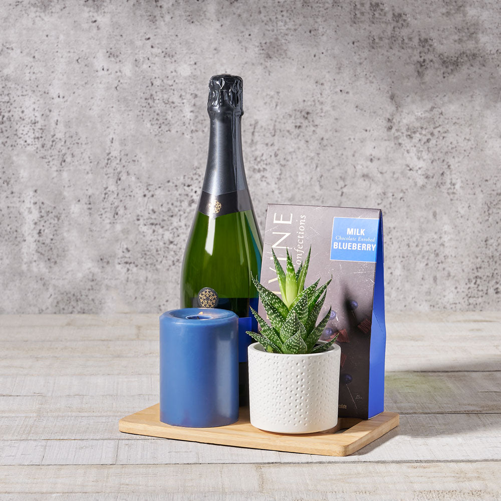 Sparkling Wine with Candle Basket – how the gift is presented