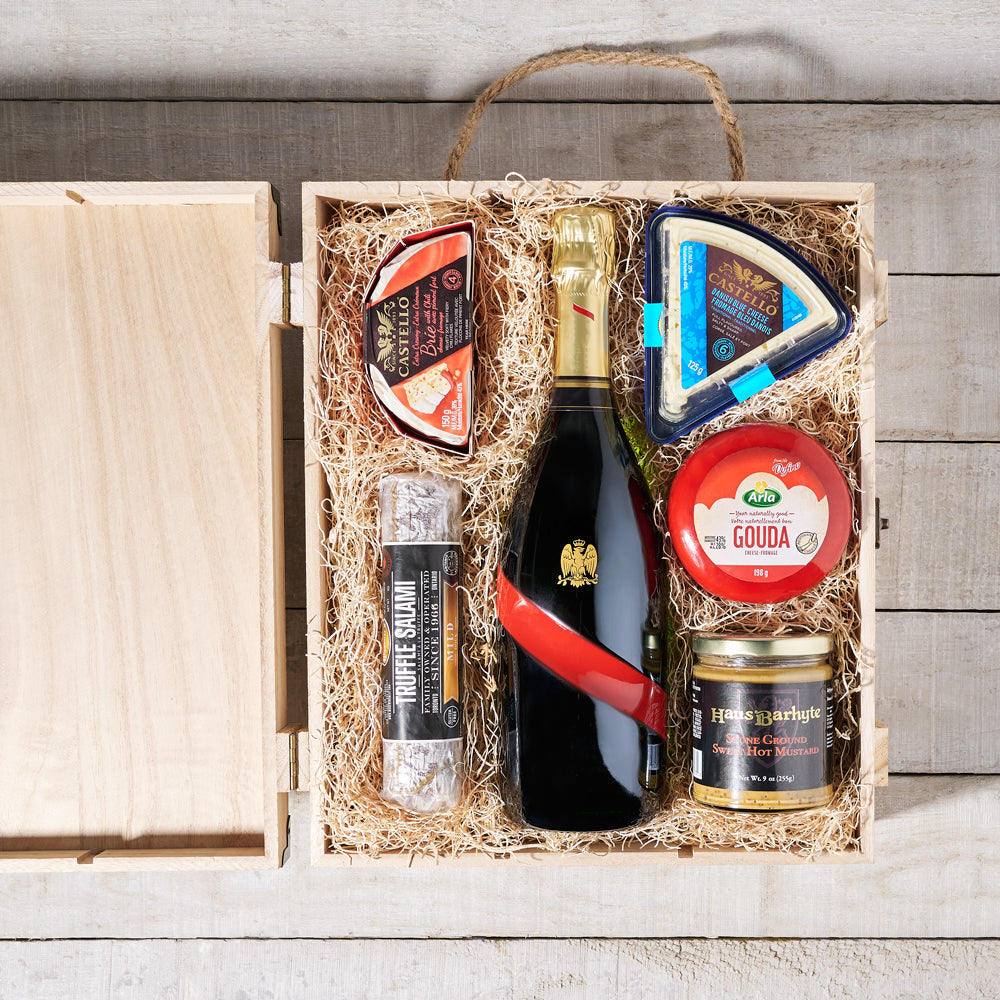 Champagne and Charcuterie Gourmet Gift Basket, Gourmet Gift Crate, Gourmet Gift Baskets, Champagne Gift Crate, Champagne Gift Baskets