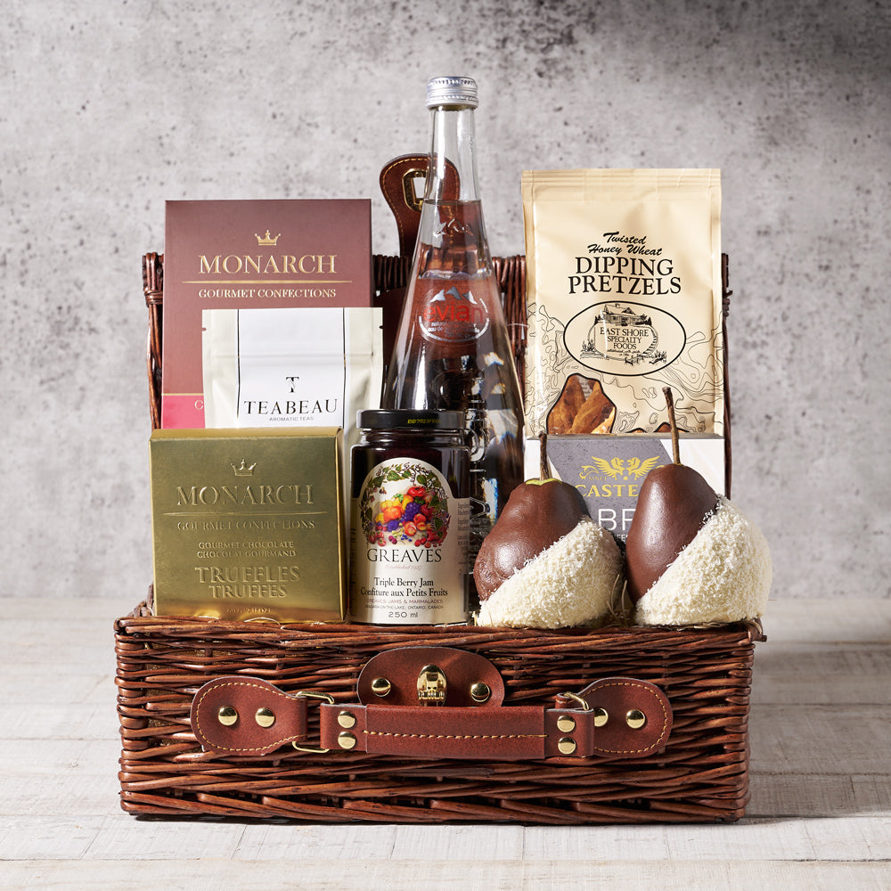 Artisan Chocolate and Cheese Basket – how the gift is presented