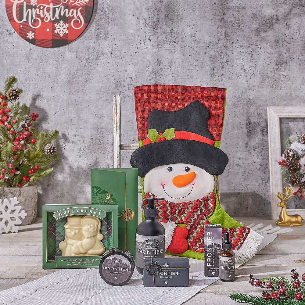 Snowman Spa Stocking For Men, christmas gift, christmas, spa gift, spa, bath gift, bath