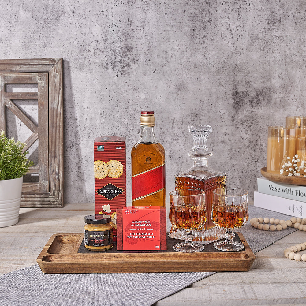 Spirits & Seafood Gift Board, liquor gift, liquor, decanter gift, decanter, seafood gift, seafood